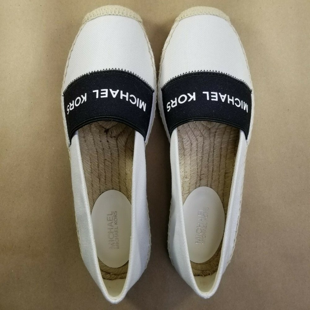 Michael Kors Slip-On Flats Espadrilles Women's Shoes Size 7.5 White/Black New - Picture 6 of 8